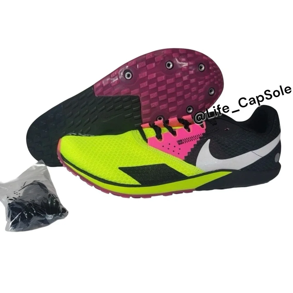 Men's 10 Nike‎ Rival XC 6 Cross-Country Spikes Volt/Black/Hyper Pink DX7999-700